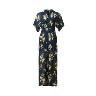 Floral Print Plunge Neckline Jumpsuit