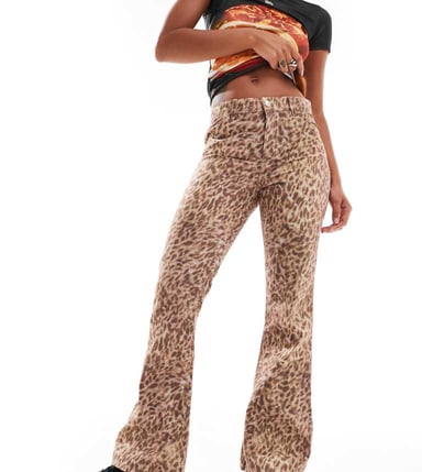 Reclaimed Vintage western leopard flare jean