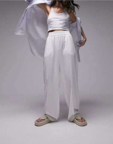 Topshop elasticated jogger style trouser in white