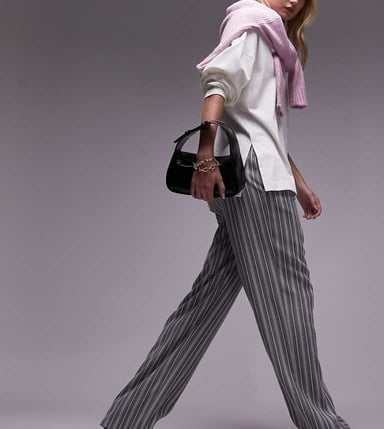 Topshop Tall stripe low slung trousers in multi