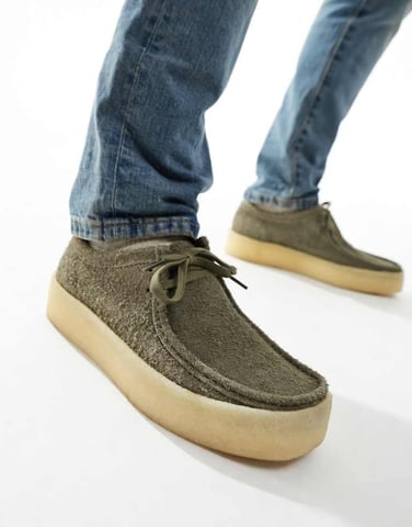 Clarks Originals Wallabee – Grå mockaskor med cupsole