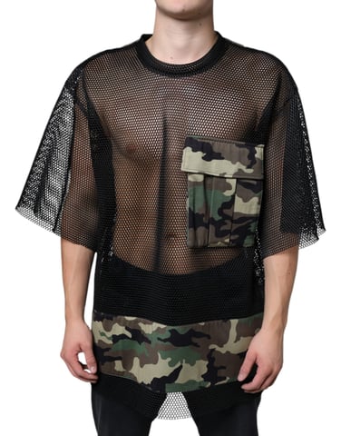 Mesh Panel Tshirt Camouflage Print