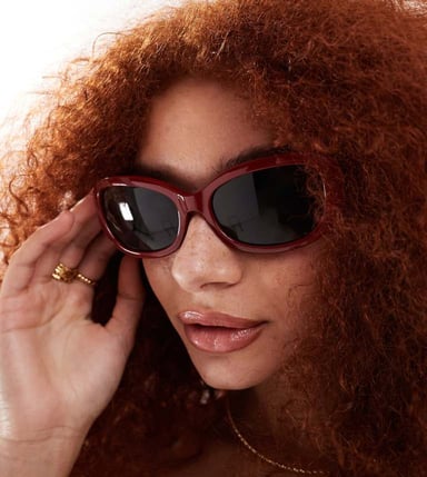 AIRE X ASOS apsis oval sunglasses in red with smoke lens
