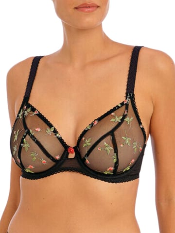Rose Blossom Plunge Bra Black