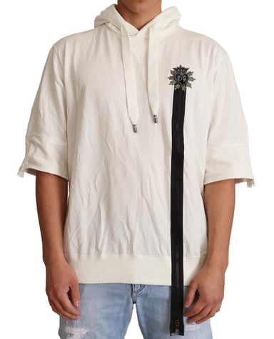 Kortärmad stickad hoodie