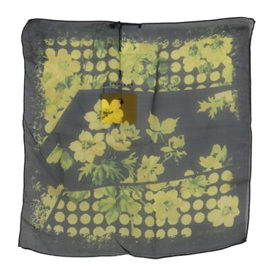Floral Silk Scarf Yellow Polka Dots