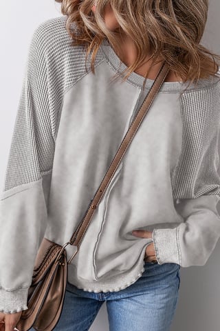 Färgblock Löst Sweatshirt