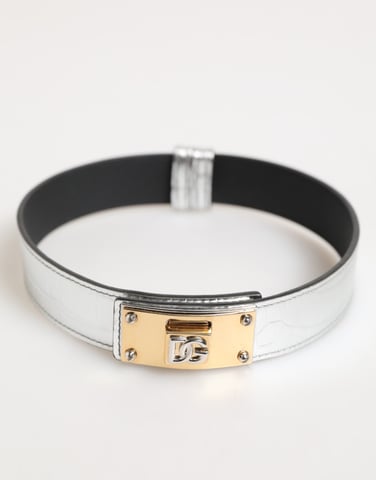 Silver Crocodile Leather Belt