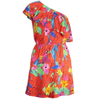 Floral Parrot Print Dress Relaxed Fit