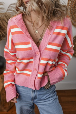 Gestreepte Gebreide Cardigan