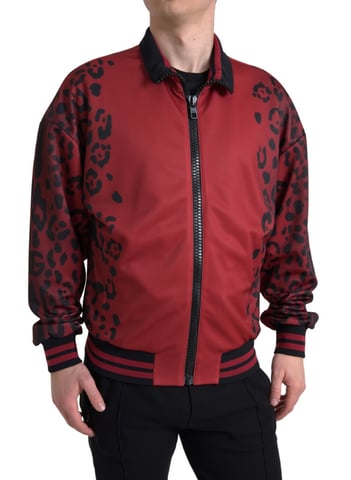 Leopard Bomber Jacket Red