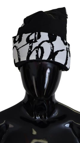 Abstract Print Beanie Blackwhite