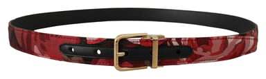 Floral Print Belt Red