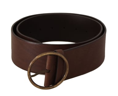 Leather Belt Brown Circular Buckle