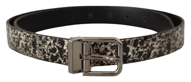 Printed Leather Belt Black And White