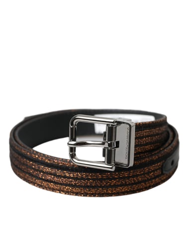 Metallic Leather Belt Brown