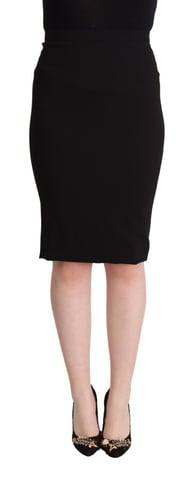 Pencil Skirt Knee Length Stretch Wool