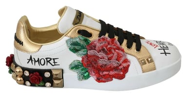 Sequin Rose Sneakers With Studs