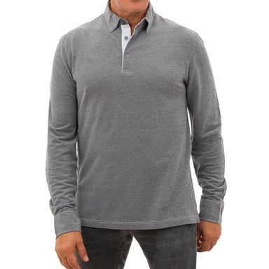 Långärmad polo skjorta melange grå