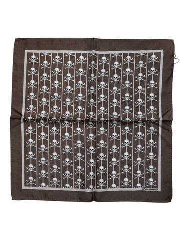 Silk Skull Print Pocket Square