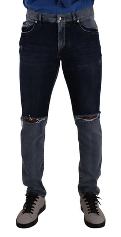 Twotone Distressed Denim Jeans