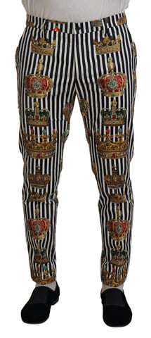 Crown Print Trousers Blackwhite Stripes