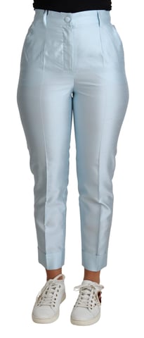 Dolce Gabbana Light Blue Silk Trousers