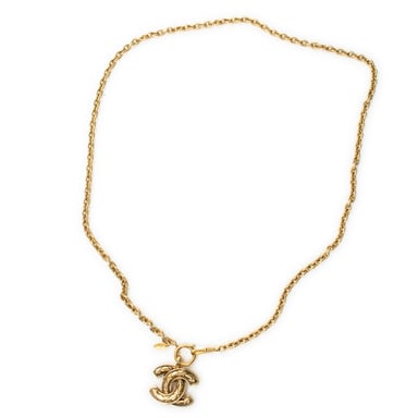 Quilted CC Pendant Chain Necklace Necklace