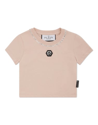 Cropped T-Shirt Strass Round Neck Ss