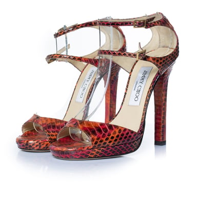 Jimmy Choo Python sandal in orange and pink