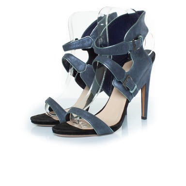 Nicholas Kirkwood grey and black leather strap sandals