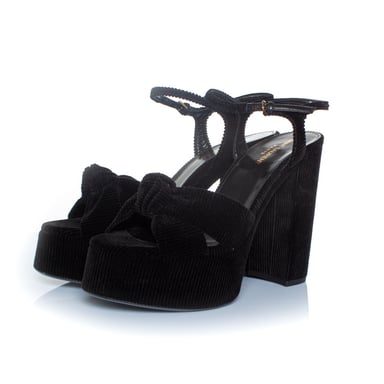 Saint Laurent Bianca 85 platform rib velours sandals
