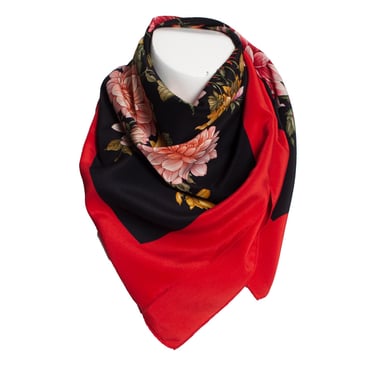 Gucci Floral printed scarf with red border