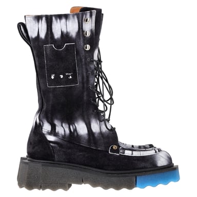 Off-White Tie Dye Svamp Combat Kängor i Svart Mocka