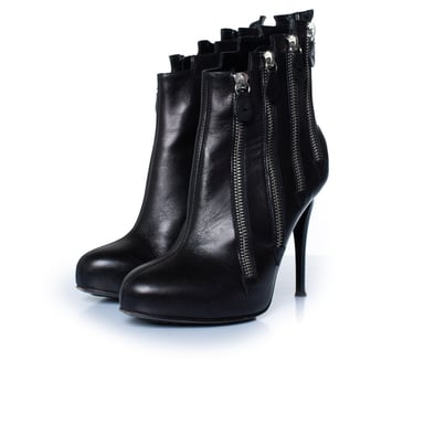 Giuseppe Zanotti black leather ankle zipper boots