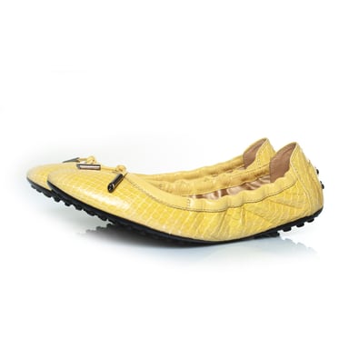 Tod’s Yellow python leather ballerina flats