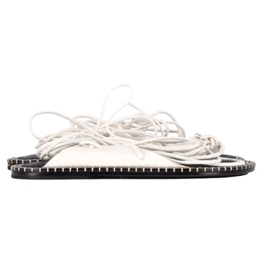 Ann Demeulemeester Self-Tie Flat Sandals in White Leather