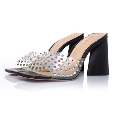 Schutz perspex mules with rhinestones