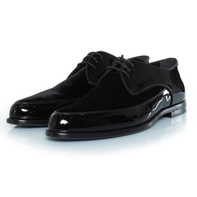Saint Laurent Patent and suede lace up derby