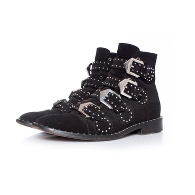Givenchy black studded buckled boots