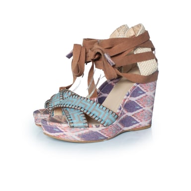 Stuart Weitzman ethnic printed wedge sandals