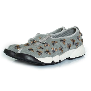 Dior grey bee embellished mesh fusion sneakers