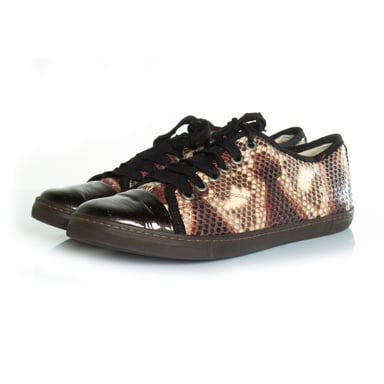 Lanvin python trainers with patent leather toe