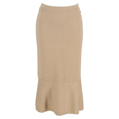 Chanel Flared Midi Skirt in Gold Cashmere