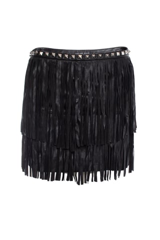 Philipp Plein leather fringe mini skirt