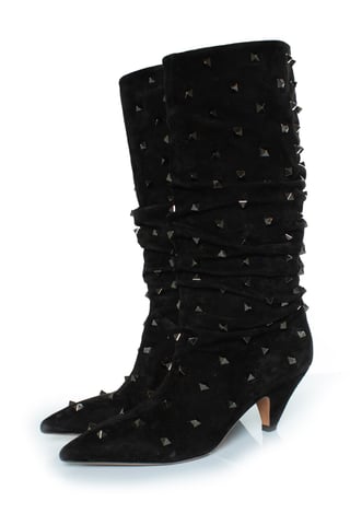 Valentino Garavani suede rockstud wrinkled boots
