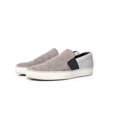 Lanvin Leather slip on sneakers in grey.