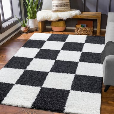 Muratap Milano geblokt hoogpolig vloerkleed modern creme- 80x200 cm