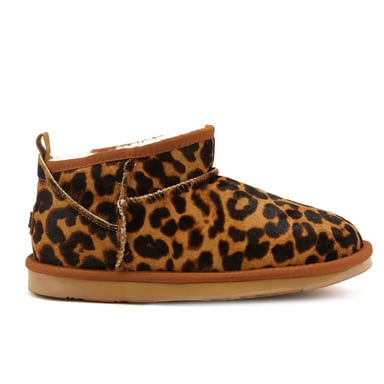 Kids Cosy Ultra Short Leopard Ankle Boots