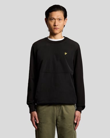 Lyle & Scott Half Raglan Sleeve Panneled Sweatshirt - Black